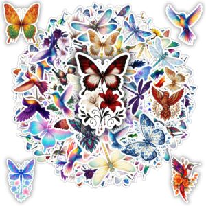 100 PCS Butterfly Dragonfly Hummingbird Stickers Pack