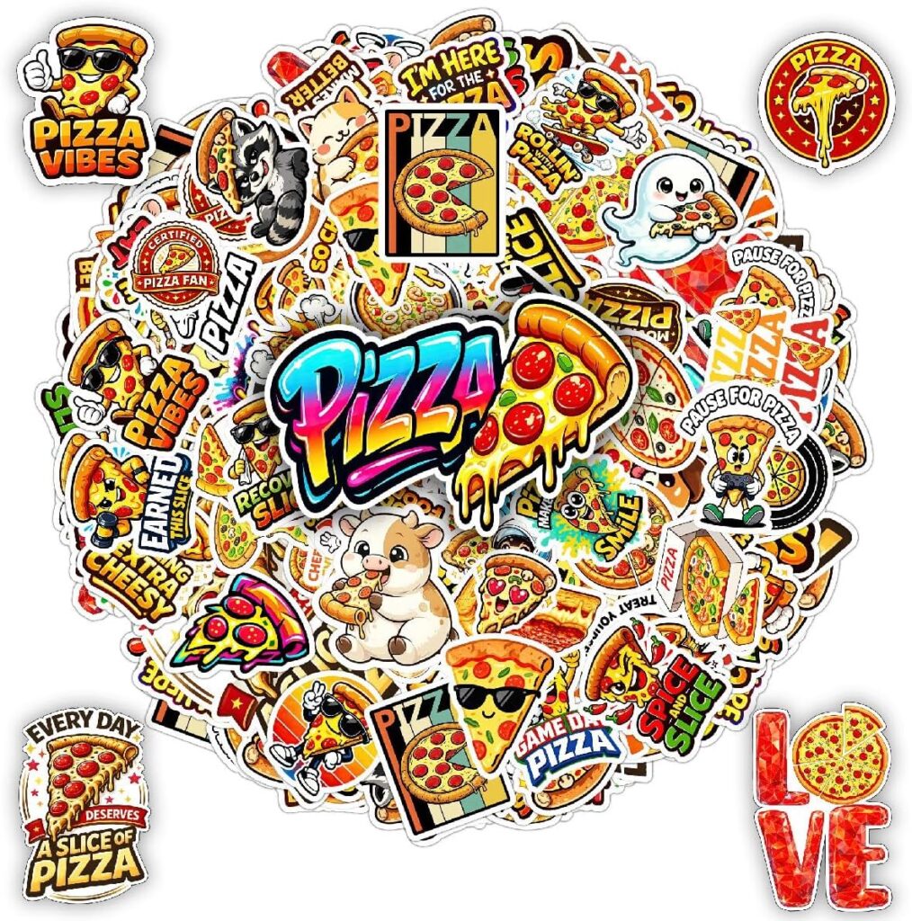 100 PCS Cute Pizza Stickers Pack