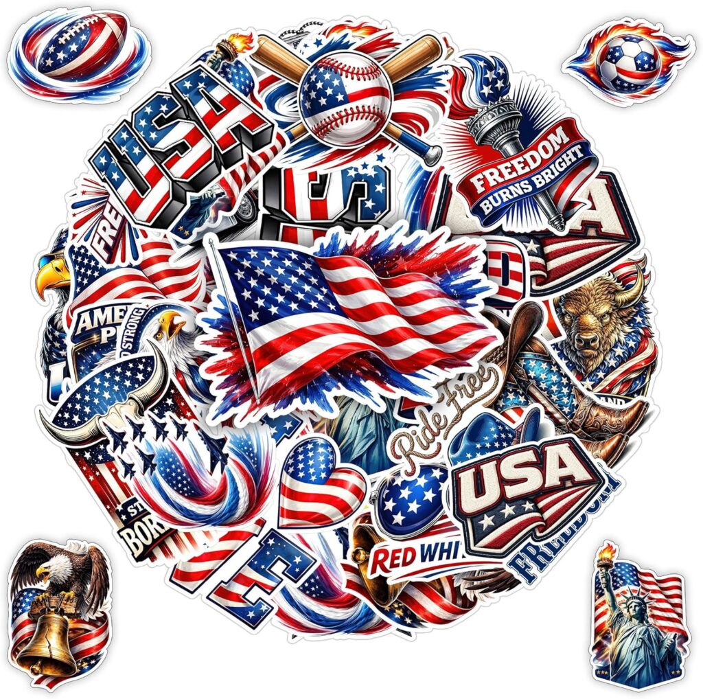 100 PCS USA Patriotic Stickers Pack