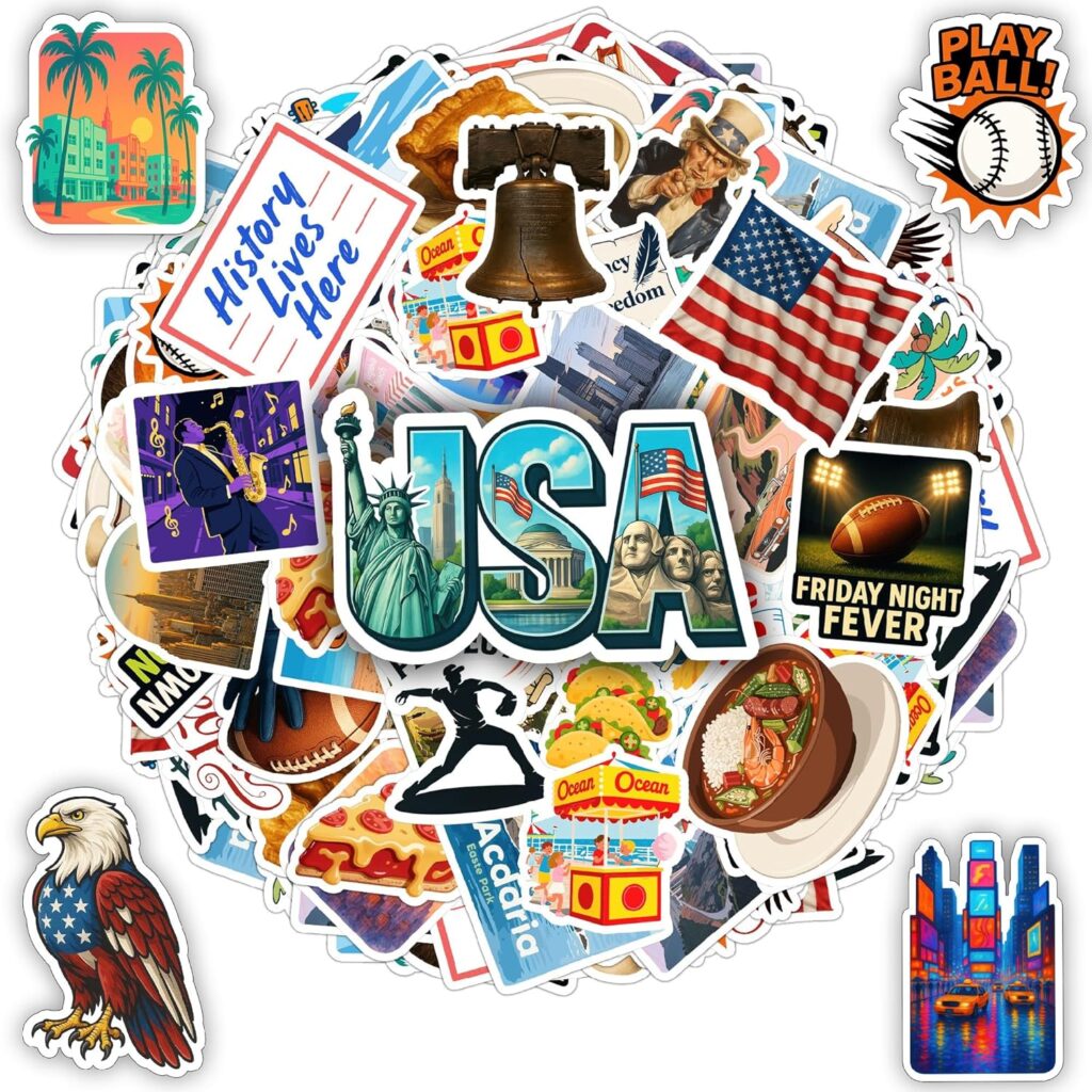 100 PCS USA Stickers Pack