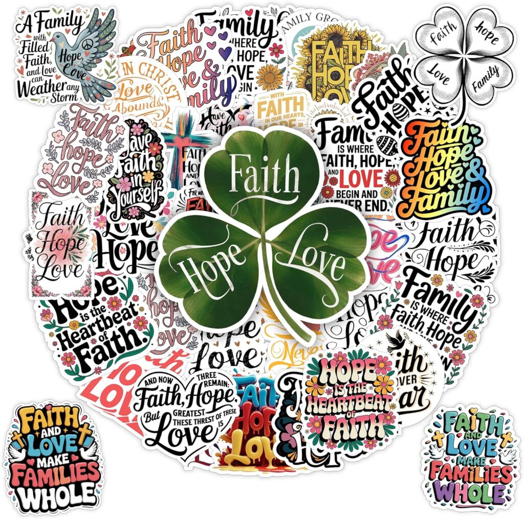 60 PCS Faith Hope Love Christian Stickers Pack