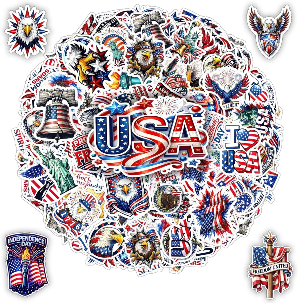 100 PCS USA Patriotic Stickers Pack