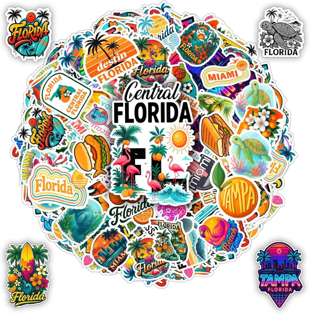 100 PCS Florida Travel Stickers Pack