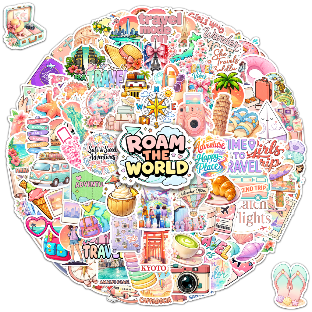 100 PCS Cute World Travel Stickers Pack