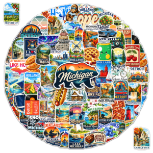 60 PCS Michigan Travel Stickers Pack