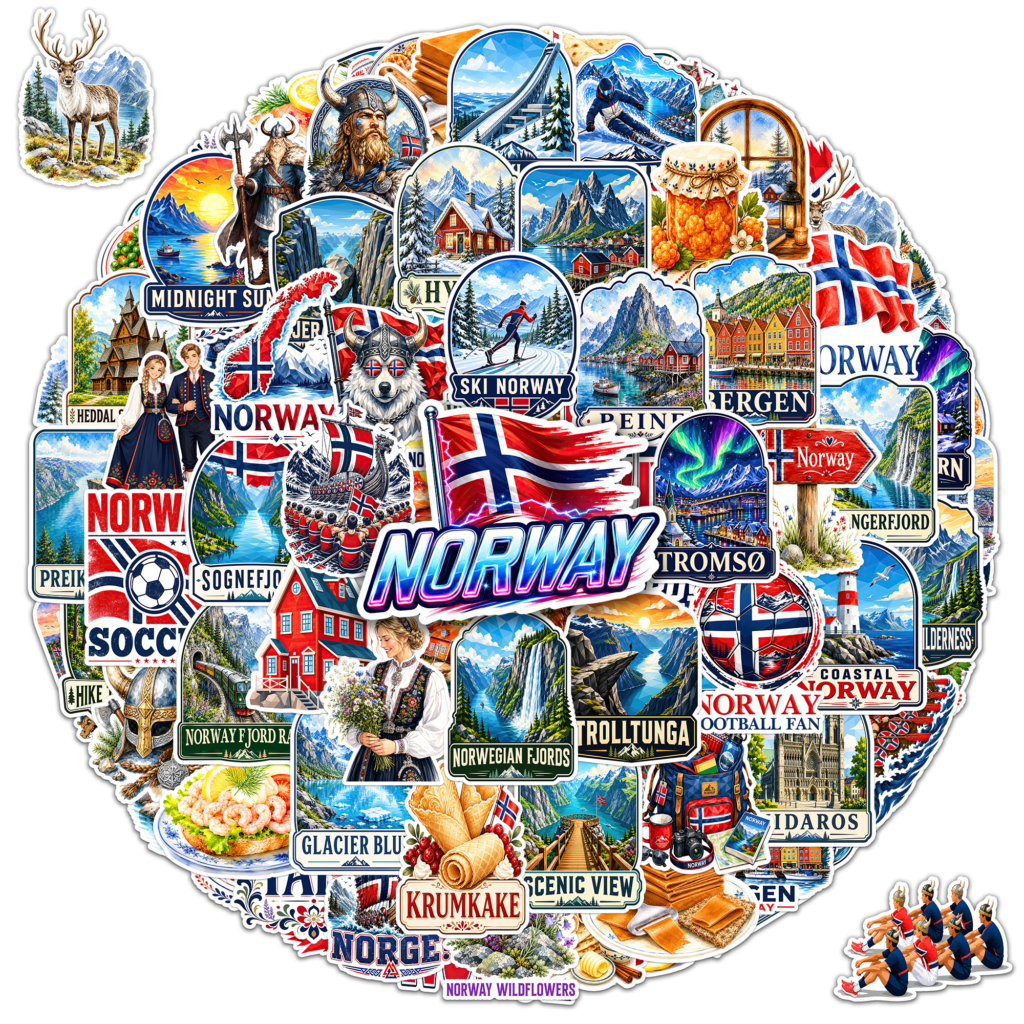 60 PCS Norway Travel Stickers Pack